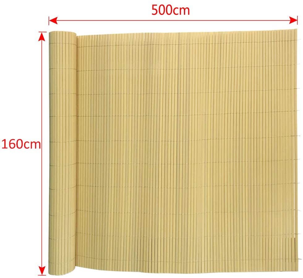 Aufun PVC Recinzione paravista per Giardino, Balcone e terrazza Canniccio Protezione Tappetino Frangivista Frangivento Antivento - 500x160cm, bambù
