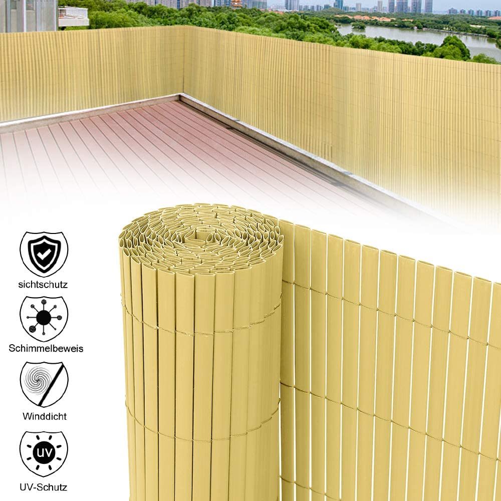 Aufun PVC Recinzione paravista per Giardino, Balcone e terrazza Canniccio Protezione Tappetino Frangivista Frangivento Antivento - 500x160cm, bambù